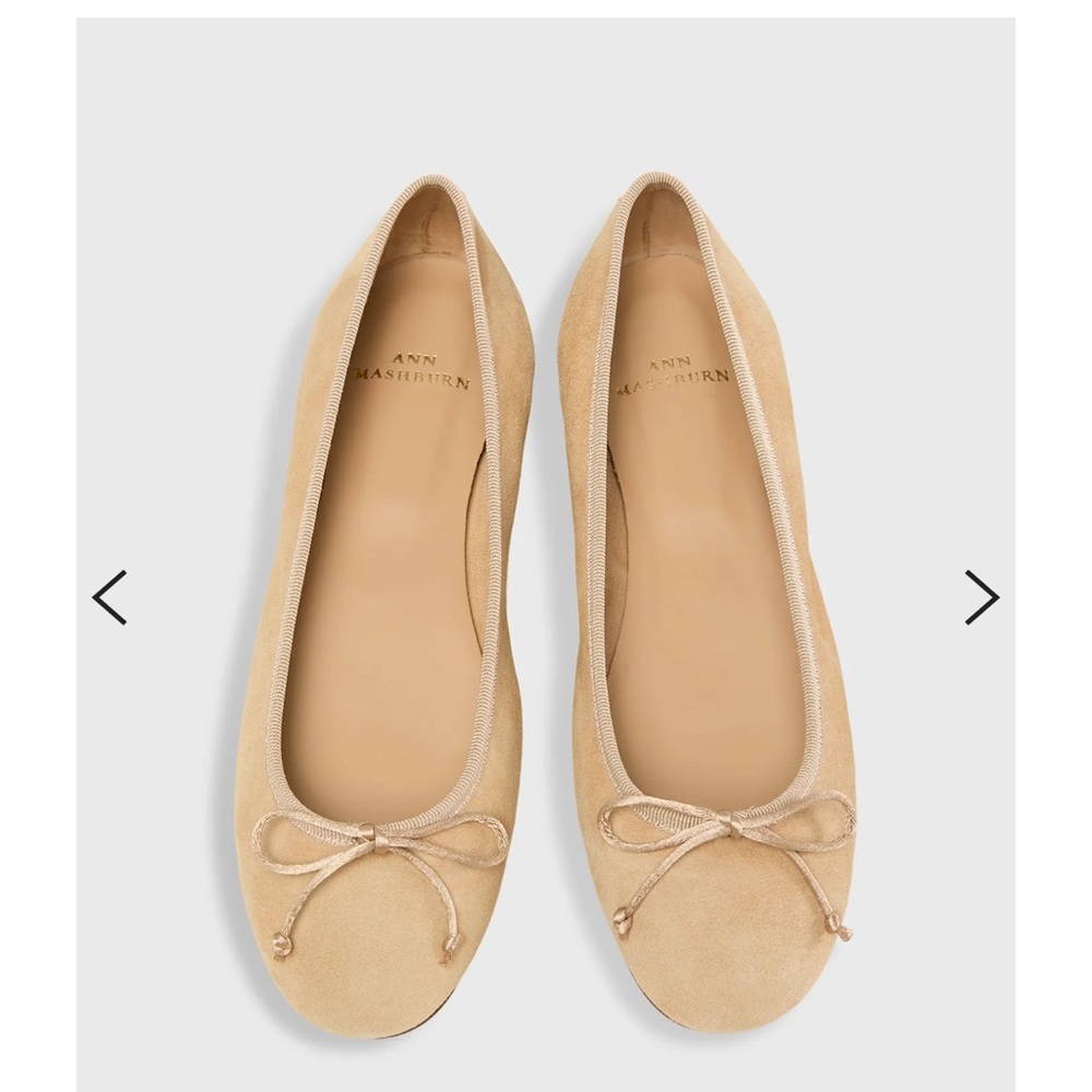 Ann Mashburn Classic Suede Ballet Flat in Black, size 39, Made in Italy
